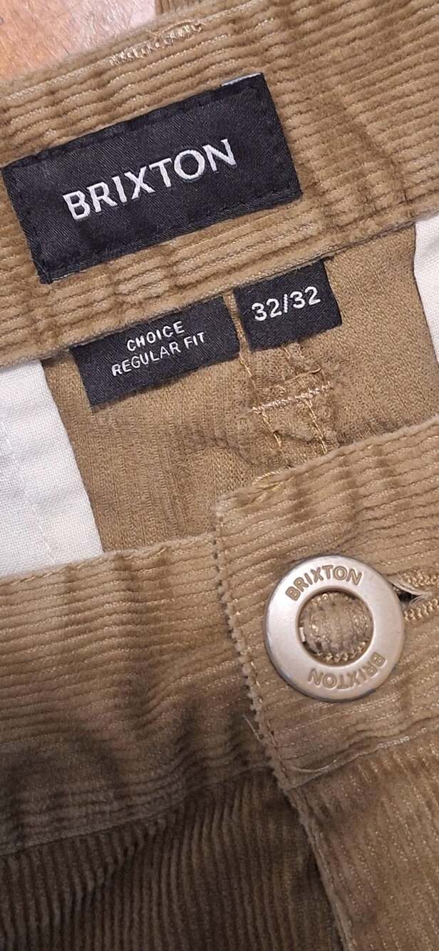 Brixton Choice Regular Fit Corduroy Pants Mens 32x32 Brown Skate Workwear - Picture 2 of 10
